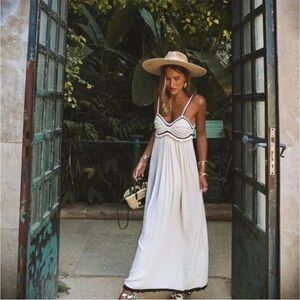 Zara NWT Cream Maxi Dress with Black Accents